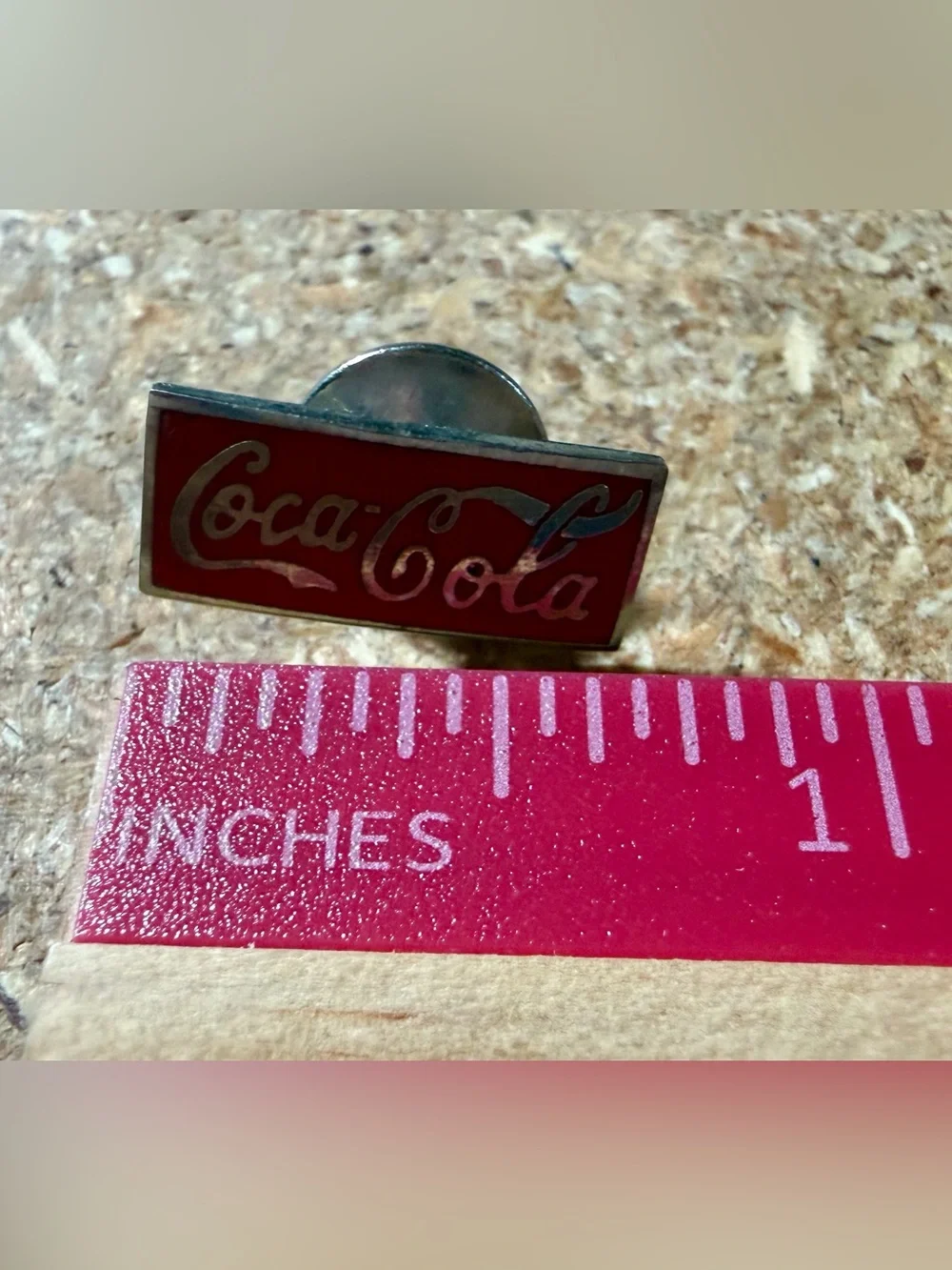 Vintage Coca-Cola Bar Sign Logo Enameled Silver Tone Lapel Pin Memorabilia